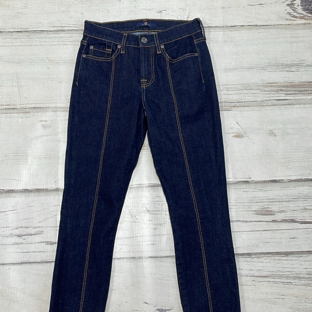 7 For All Mankind Jeans Womens 25 Blue Ankle Gwenevere Skinny Front Seam Denim - Picture 4 of 14
